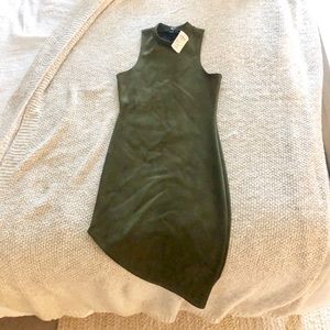 Forest green, asymmetric hem bod con dress